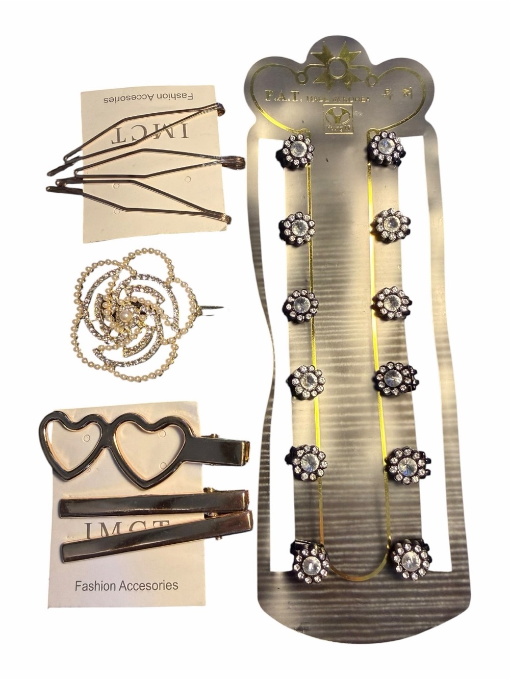 Gold and Black Hair Clip & Earring Set - Gold and Black